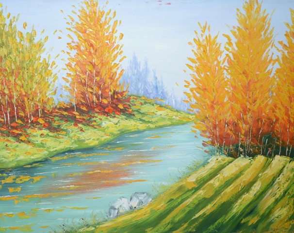 Tranh Sơn Dầu Sông Quê